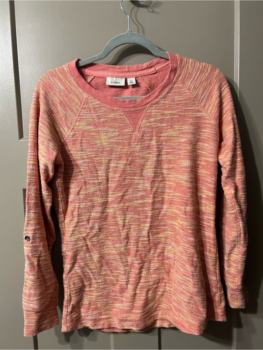 L.L.Bean Heathered Coral Long Sleeve Sweater 💯 cotton